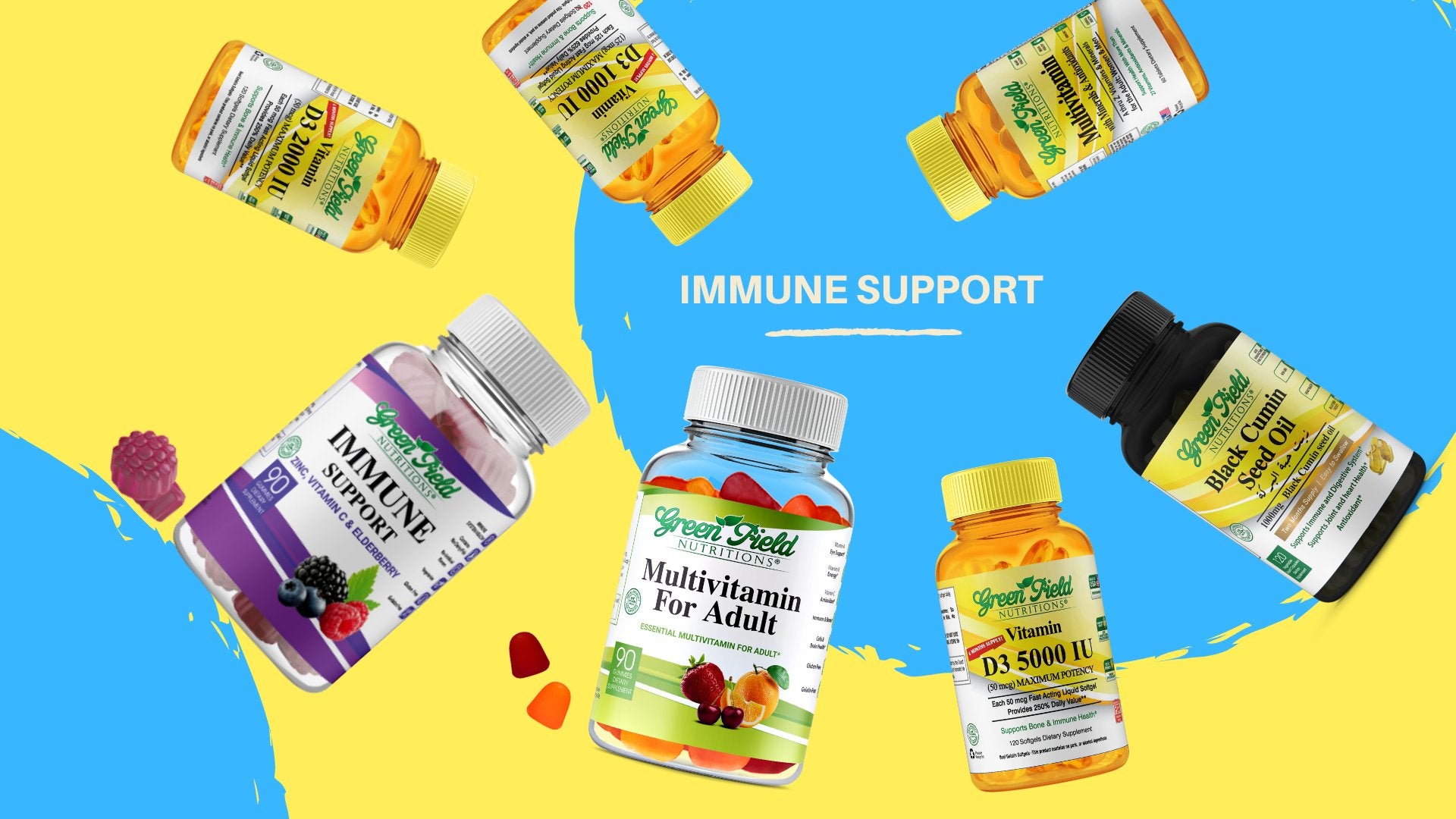 Halal Immune Support Including Halal Zinc Gummies with Halal Vitamin C Gummies, Halal Multivitamin, Halal Multivitamin for Adult Gummies, halal Vitamin D3 Gummies and Softgel