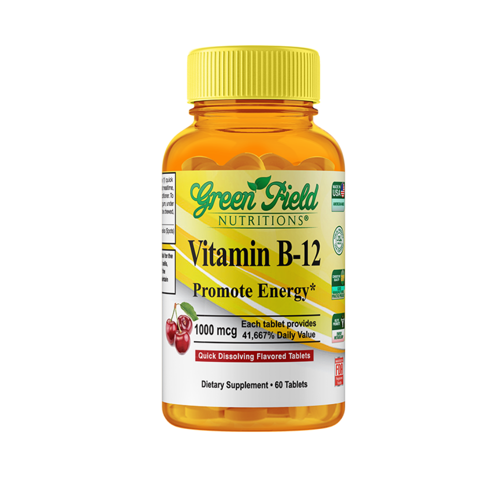 Greenfield Nutritions - Halal B12 1000 mcg Vitamin, 60 Sublingual Tablets, Fast Absorption
