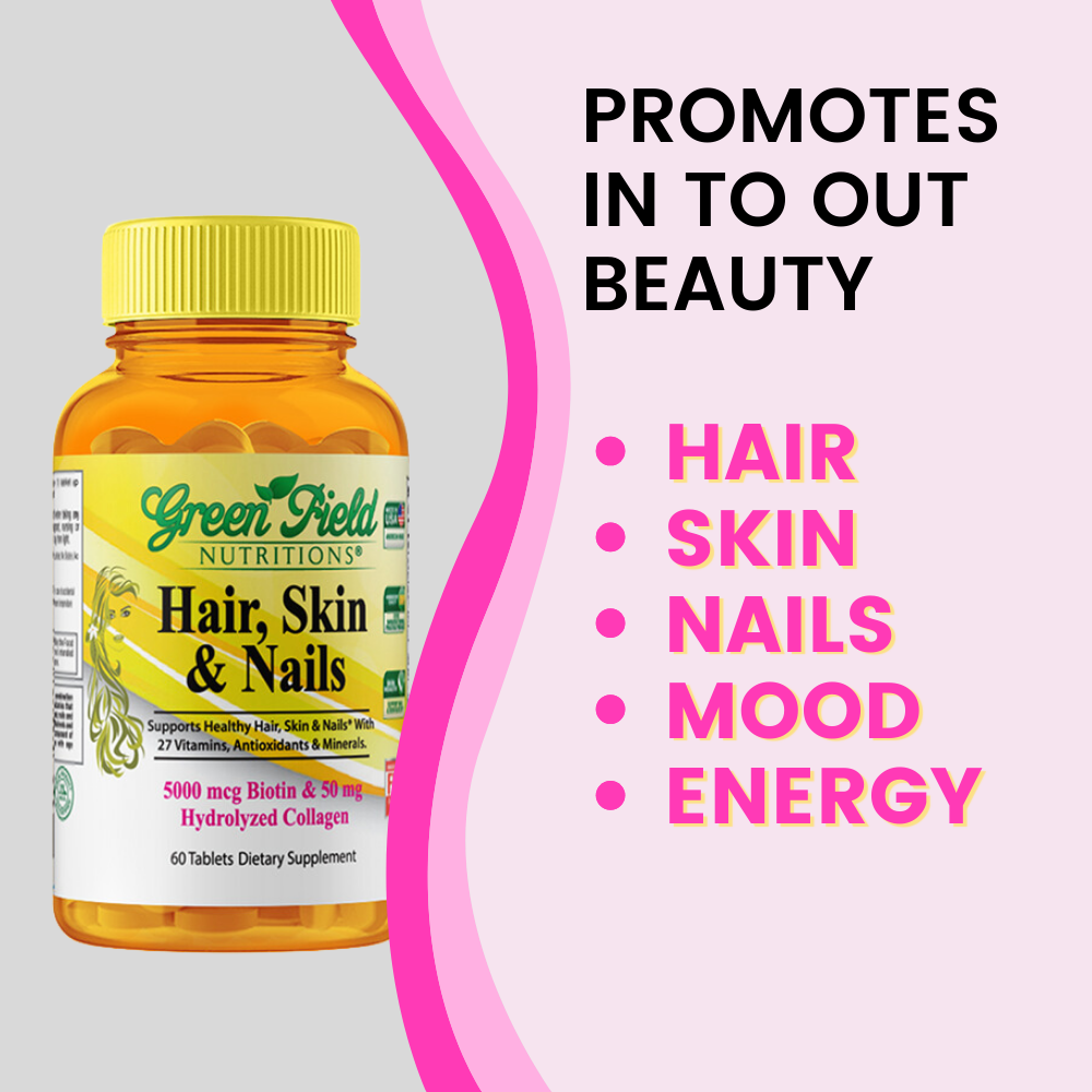 Greenfield Nutritions- Halal Biotin with multivitamin for Hair, Skin, Nails, and Mood (Bundle)