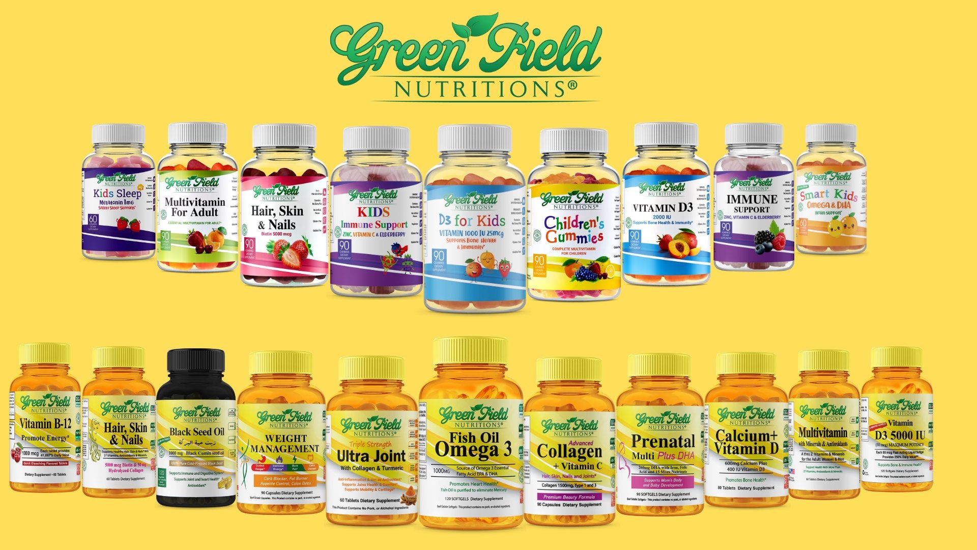Greenfield Nutritions Halal Vitamins including Halal vitamins for kids Gummies and Halal vitamin for Adult Gummies