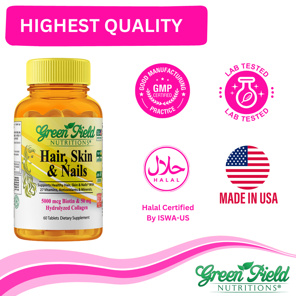 Hair Skin and Nails Vitamins | with Biotin, Zinc and Selenium | Beauty  Supplement for Women and Men | 120 Vegetarian Tablets | by Horbaach : Buy  Online at Best Price in