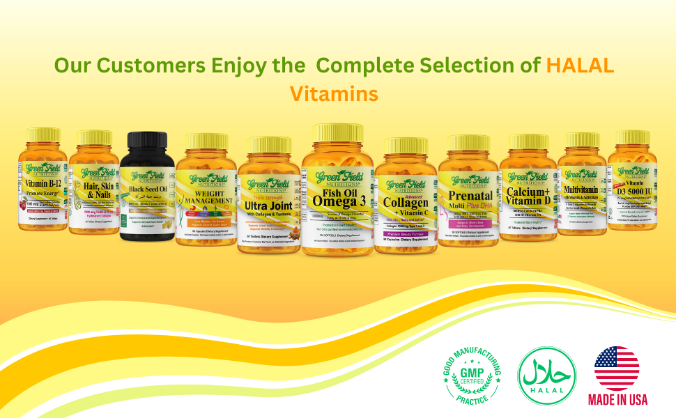 Greenfield Nutritions - Halal Gummies Multivitamins for Adult, Gelatin Free and Gluten Free, Halal Vitamins, 90 Gummies