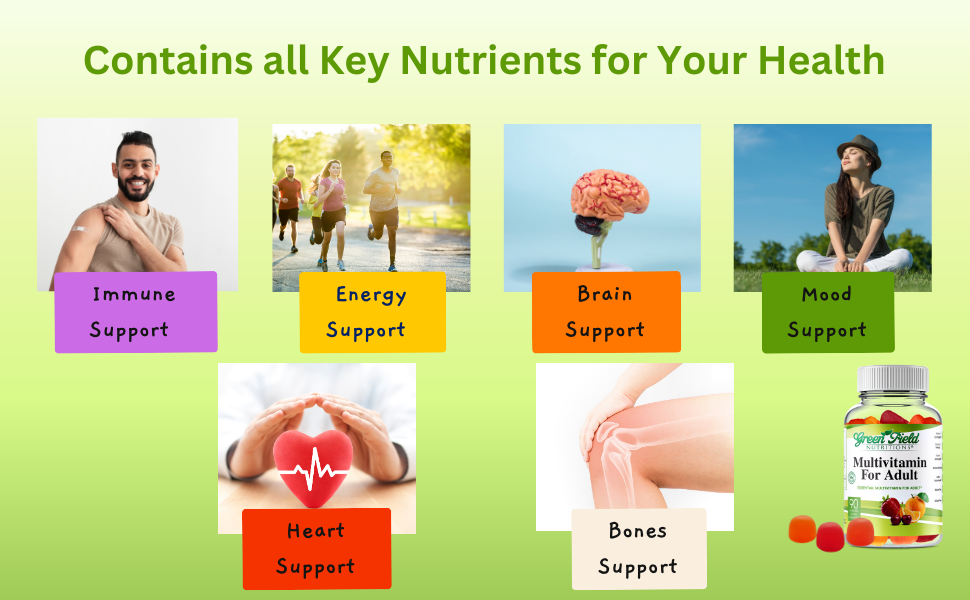 Greenfield Nutritions - Halal Gummies Multivitamins for Adult, Gelatin Free and Gluten Free, Halal Vitamins, 90 Gummies