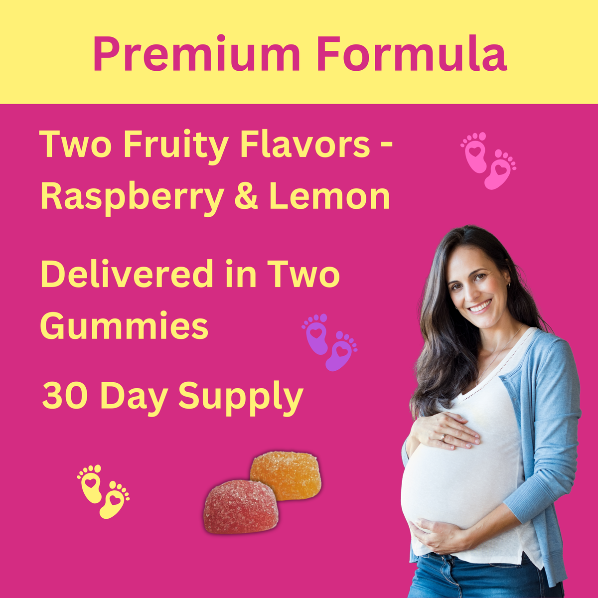 Greenfield Nutritions - Halal Prenatal Gummies with DHA, Folic Acid, Multi-vitamins with Minerals, DHA, 600 mcg Folic Acid and Iron, Easy to Swallow - 60 Gummies