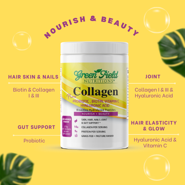 Halal Collagen Powder with Probiotic, Biotin, Hyaluronic Acid &amp; Vitamin C
