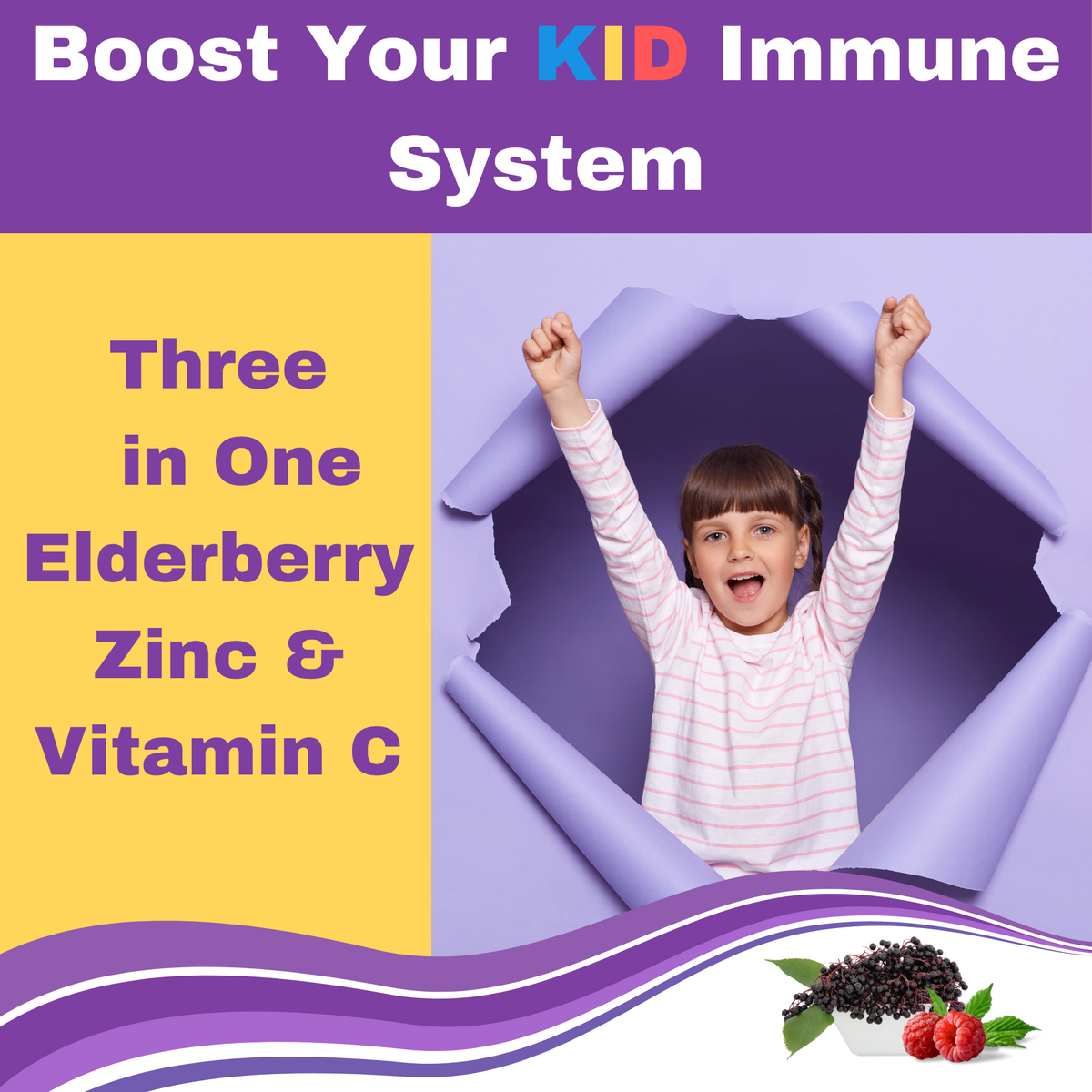 Greenfield Nutritions - Halal Immune System Support for Kids Contains Elderberry with Vitamin C and Zinc, 90 Count