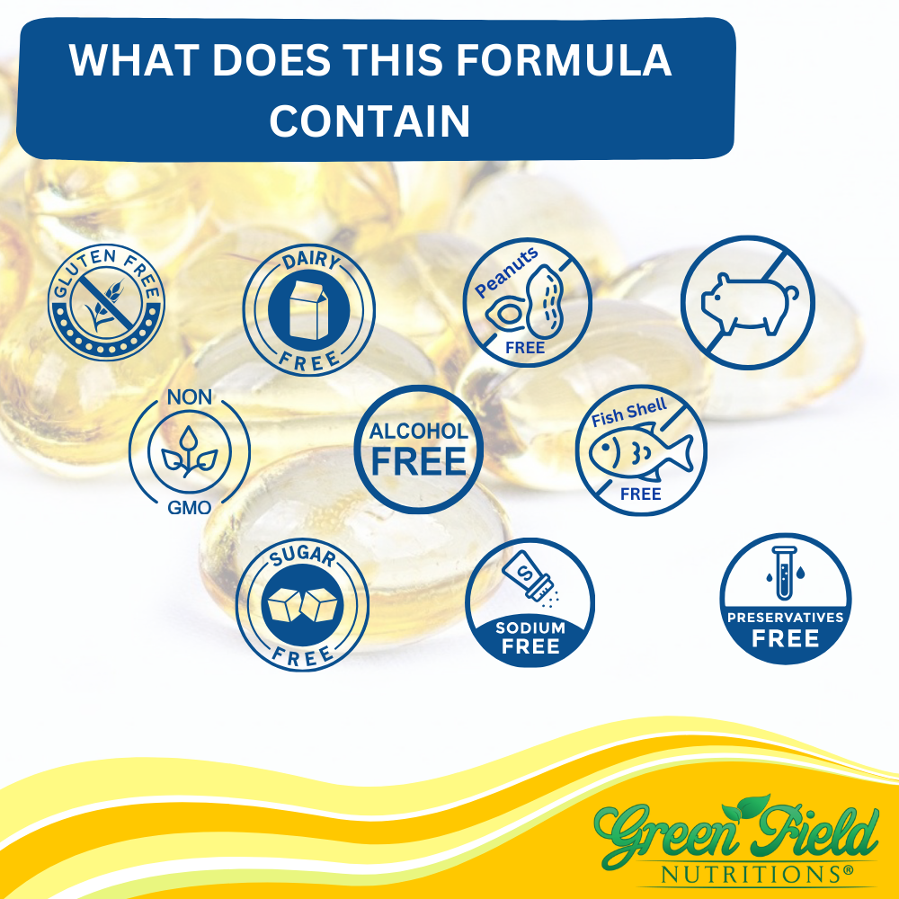 Greenfield Nutritions - Halal Gelatin free vitamins D3 2000 IU - Immunity and Bone Supports - 120 Softgels - Halal Beef Gelatin