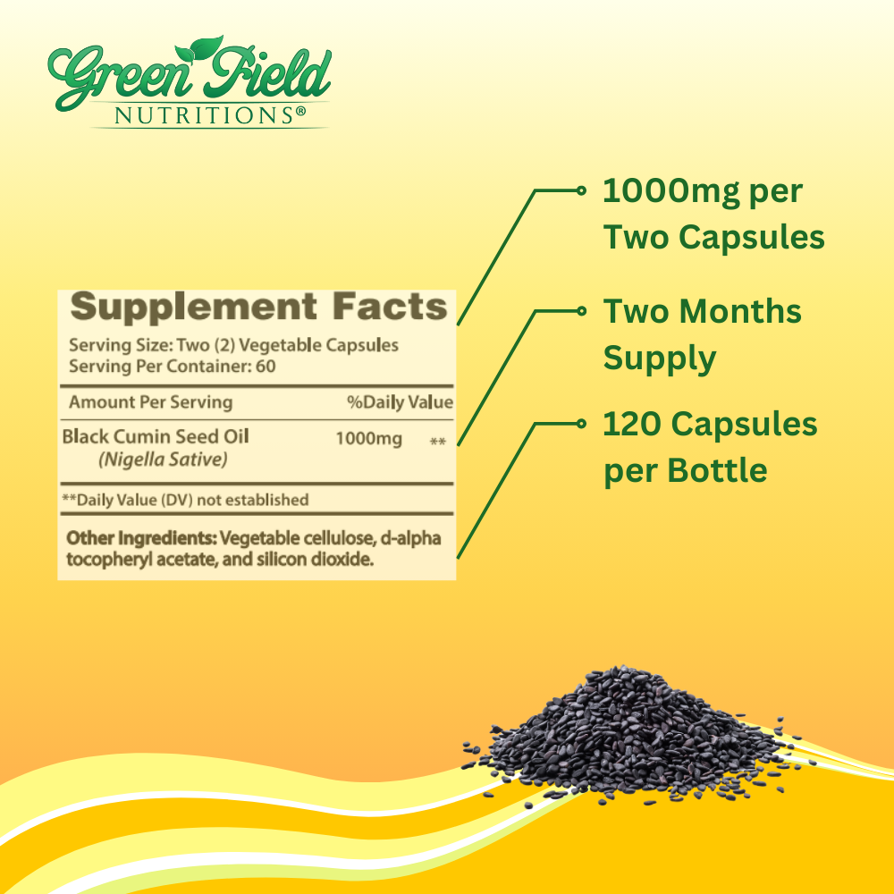 Greenfield Nutritions - Halal Black Seed Oil, for Immune Support, 120 Liquid Veggies Capsules