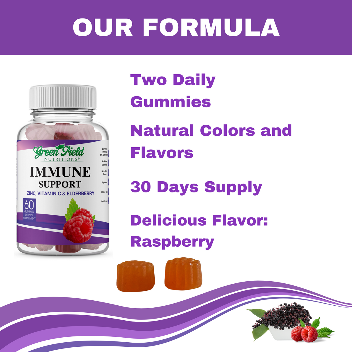 Greenfield Nutritions - Halal Immune System Support Contains Elderberry with Vitamin C and Zinc, 90 Count