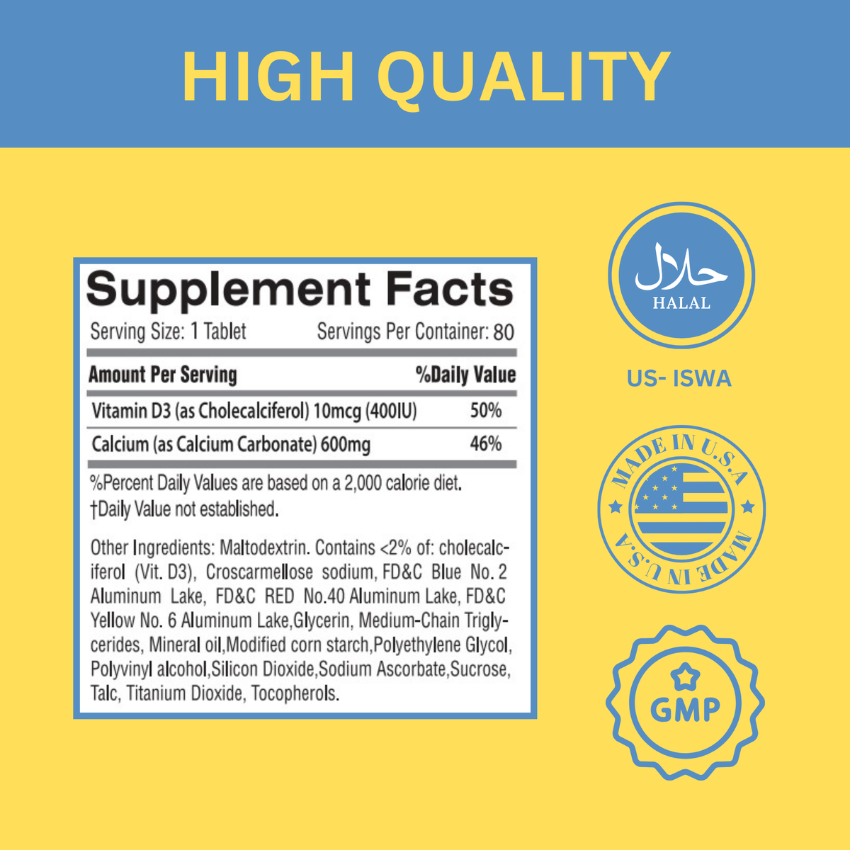 Halal Calcium with vitamin D3 400IU