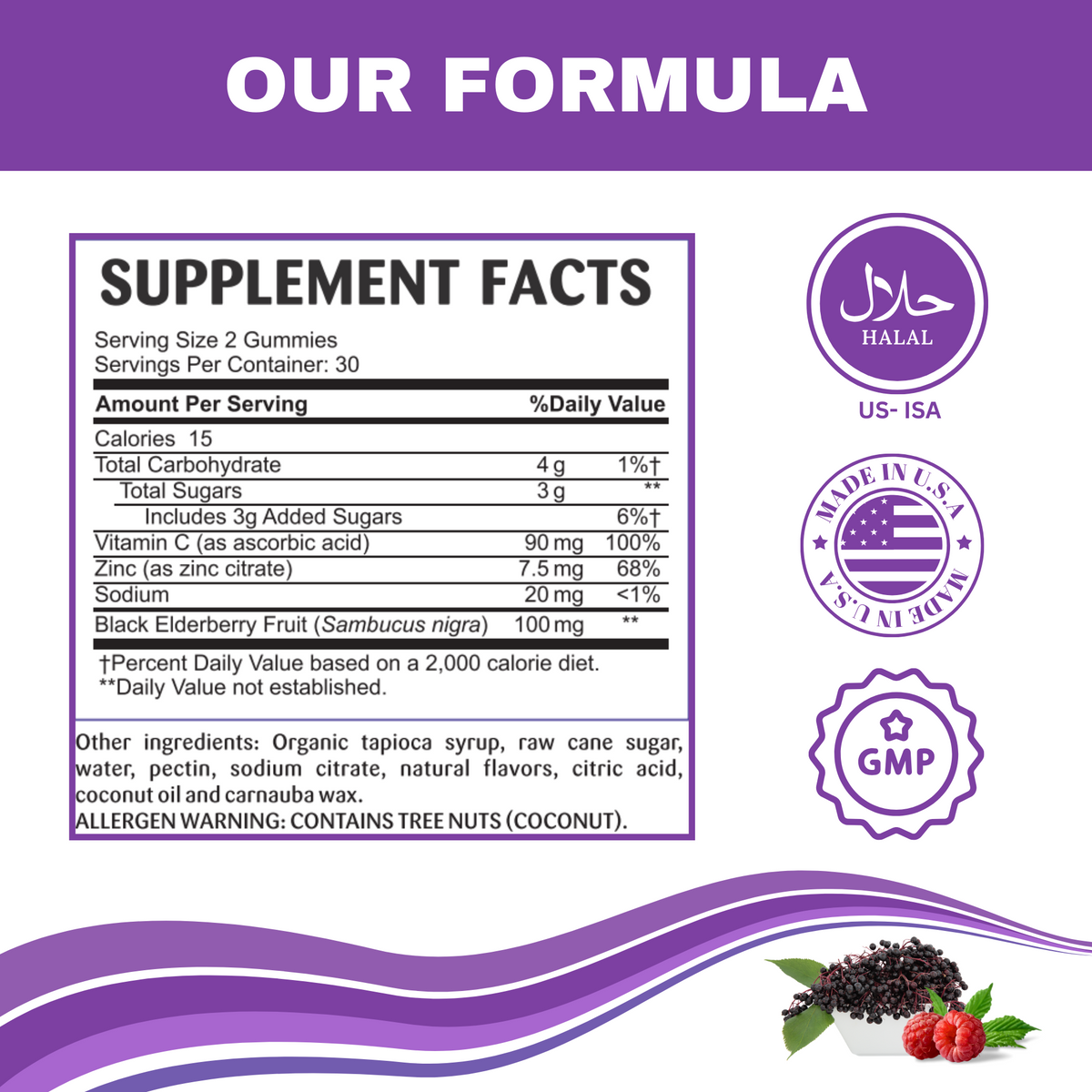 Greenfield Nutritions - Halal Immune System Support Contains Elderberry with Vitamin C and Zinc, 90 Count