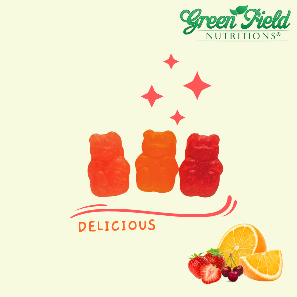 Greenfield Nutritions - Halal Multivitamin Gummies for Children, 90 Gummies Bears (Sales - Three Bottles)