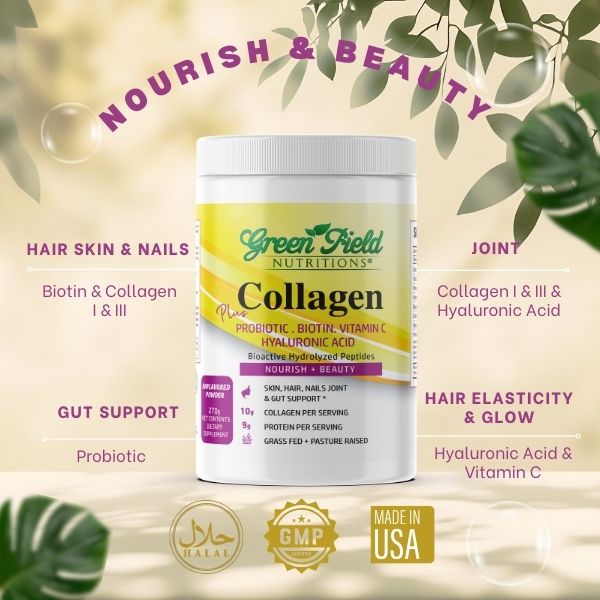 Halal Collagen Powder with Probiotic, Biotin, Hyaluronic Acid &amp; Vitamin C