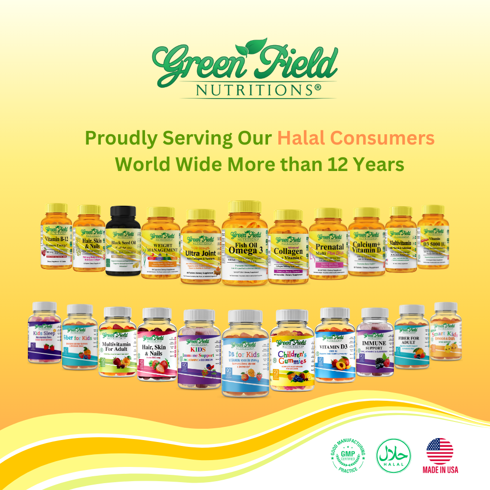 Greenfield Nutritions - Halal Fish Oil 1000mg, 120 Softgels, Omega 3 300mg - Contains 180mg EPA and 120mg DHA, Halal Vitamins Made from Halal Gelatin