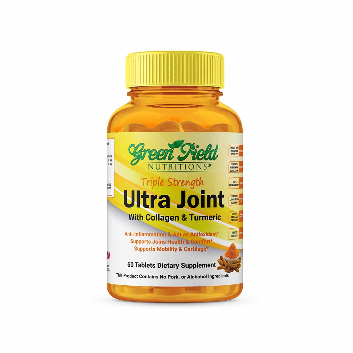 Greenfield Nutritions - Ultra Joint Formula - Halal Glucosamine Chondroitin/MSM with Turmeric for Joint Support