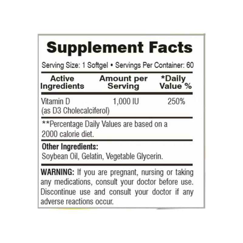 Greenfield Nutritions - Halal vitamins D3 1000 IU - Immunity and Bone Supports - 120 Softgels - Halal Beef Gelatin