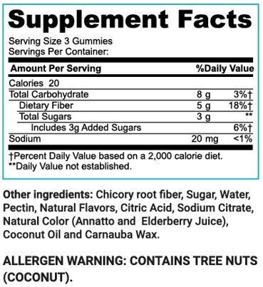 Greenfield Nutritions - Fiber Gummies for Adult from Prebiotic Soluble Chicory for Digestive Support, Immune Support & Healthy Gut, Non-GMO, Gelatin Free, Gluten Free 60 Counts, Halal Adult Vitamins