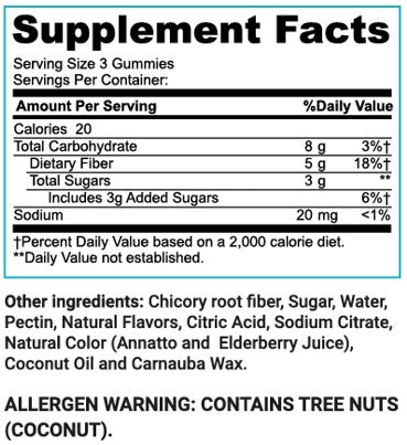 Greenfield Nutritions - Fiber Gummies for Kids from Prebiotic Soluble Chicory for Digestive Support, Immune Support & Healthy Gut, Non-GMO, Gelatin Free, Gluten Free 60 Counts, Halal Kids Vitamins
