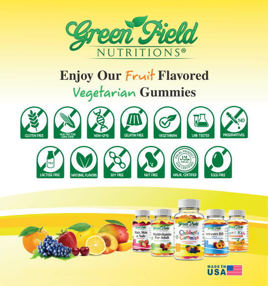 Greenfield Nutritions - Fiber Halal Gummies for Adult for Digestive & Immune Support Non-GMO Gelatin Free Gluten Free-60 Counts Halal Adult Vitamins