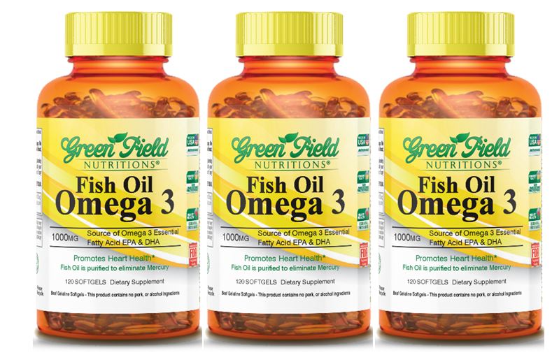 Sales from Greenfield Nutritions - Halal Fish Oil 1000mg, 120 Softgels, Omega 3 300mg - Contains 180 EPA and 120mg DHA, Halal Vitamins Made from Halal Gelatin