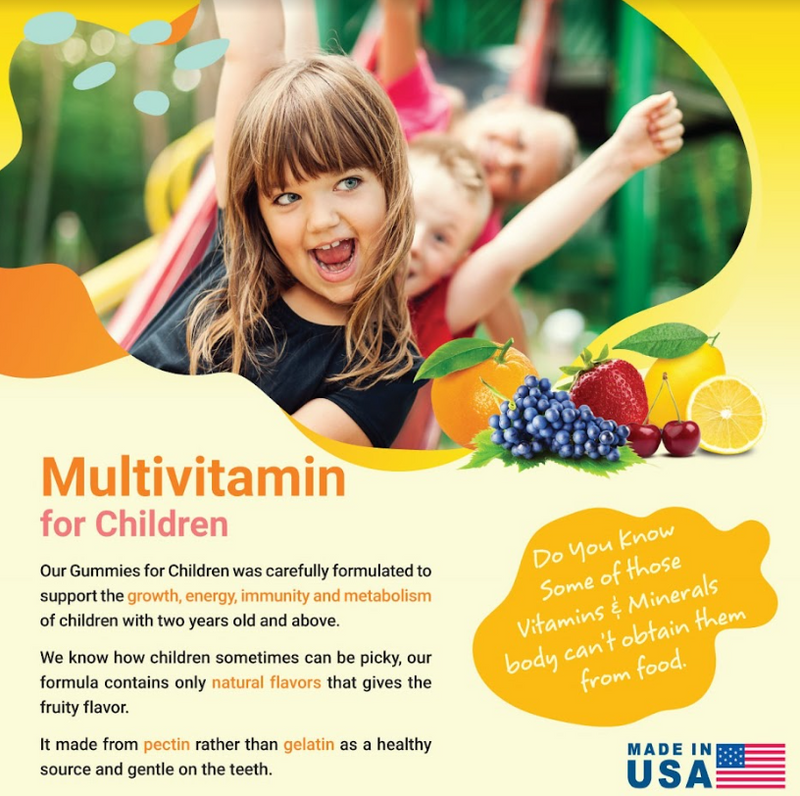Greenfield Nutritions -Halal Gummies Vitamins for Kids, Gummy Multivitamin (Bears), Vitamin C, D3, and Zinc for Immunity, B6 & Methyl B12 for Energy- Gelatin Free and Gluten Free-90 Gummies
