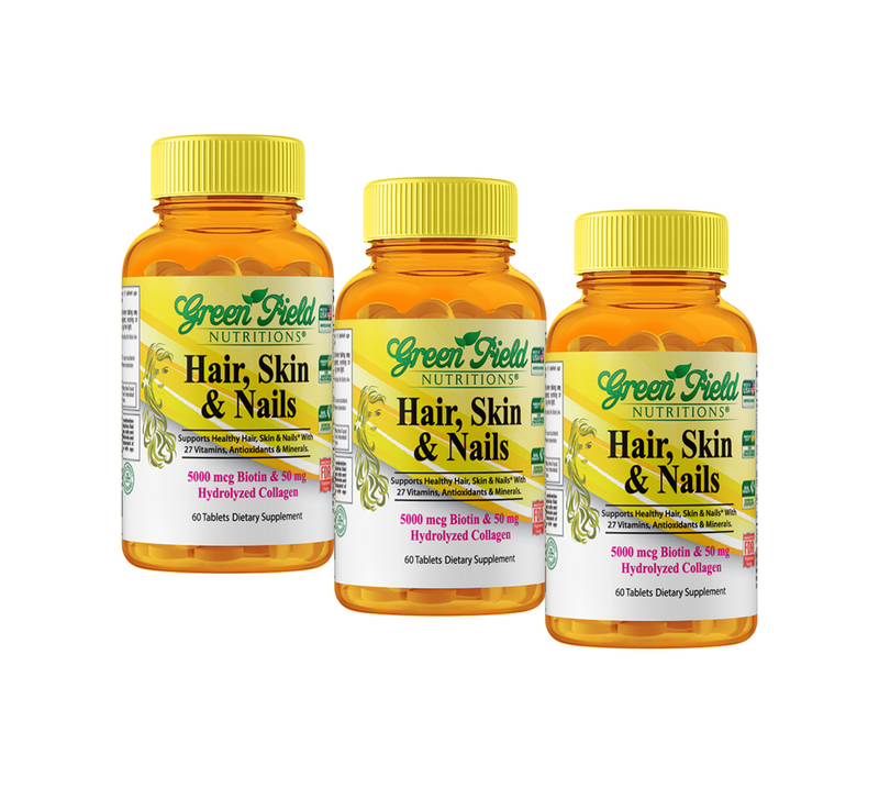 Greenfield Nutritions- Halal Biotin with multivitamin for Hair, Skin, Nails, and Mood (Bundle)