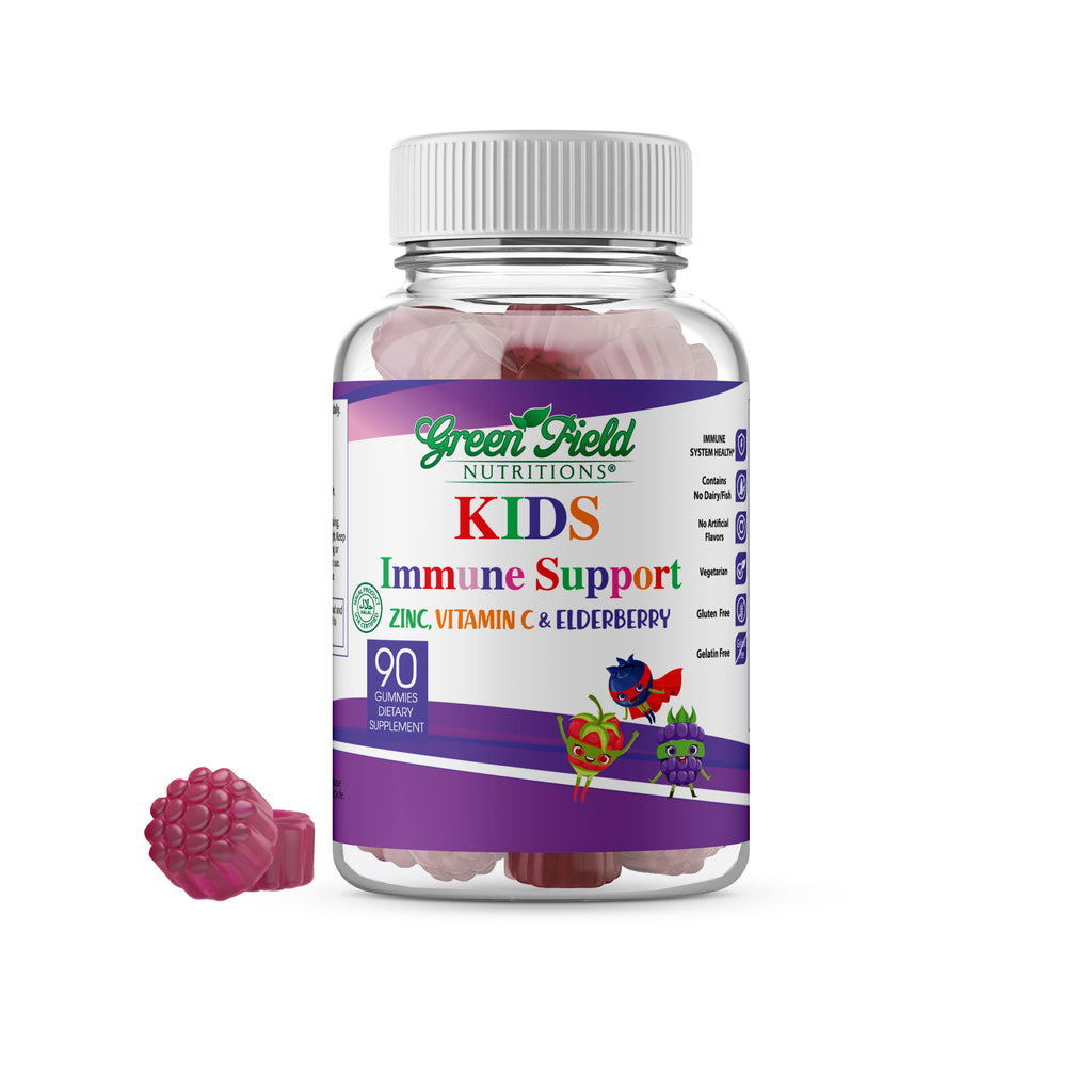 Greenfield Nutritions - Halal Immune System Support for Kids Contains Elderberry with Vitamin C and Zinc, 90 Count