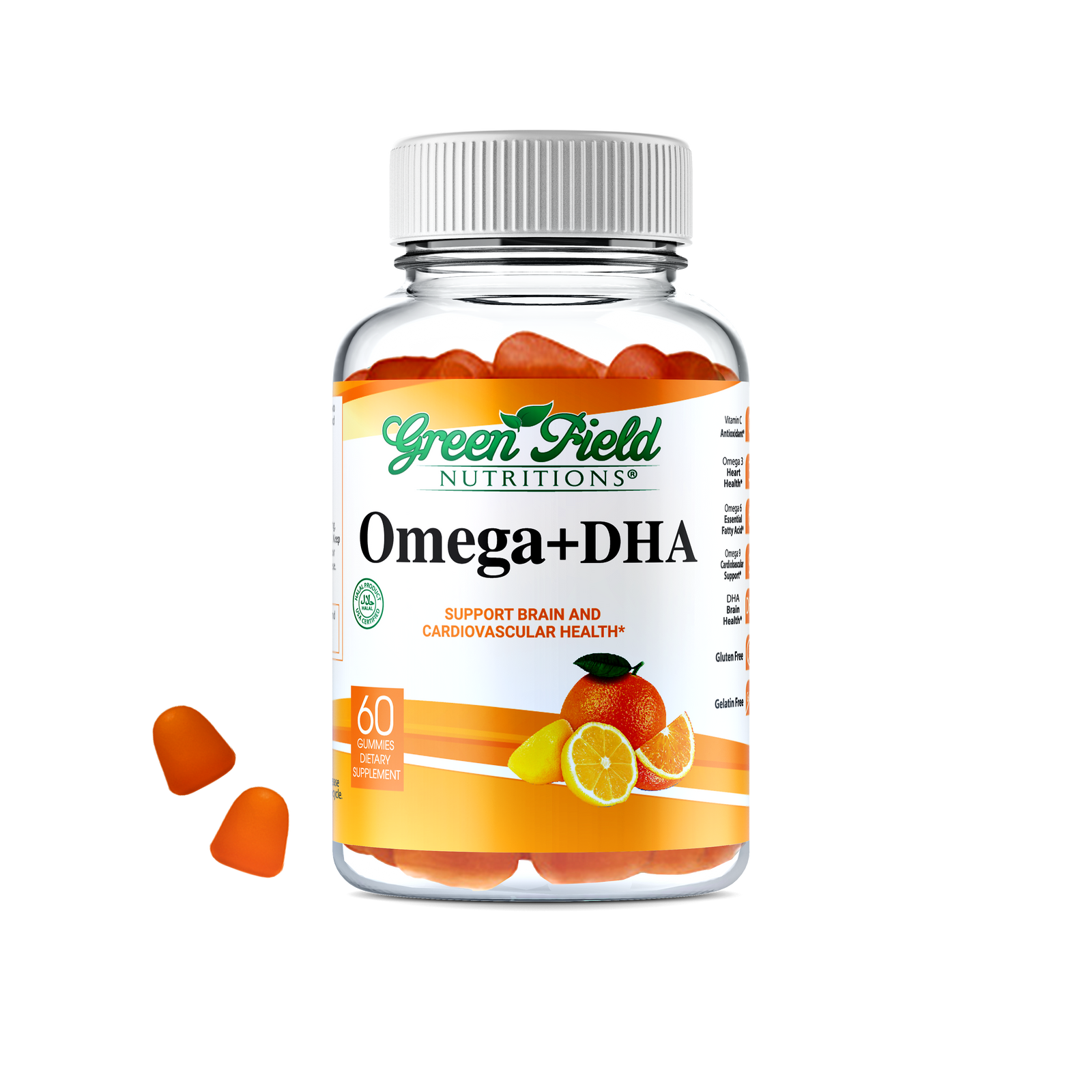 Halal Halal Omega Gummy with DHA for Adult , 60 Gummies